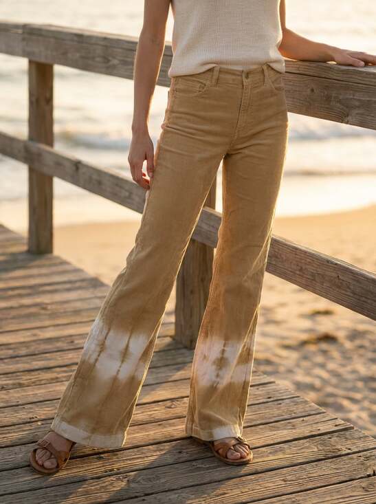 Free People Pants - We The Free West Coast Relaxed Flare Corduroy in tye dye gold 27